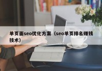 单页面seo优化方案（seo单页排名赚钱技术）