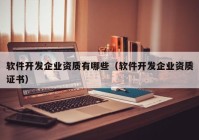 软件开发企业资质有哪些（软件开发企业资质证书）